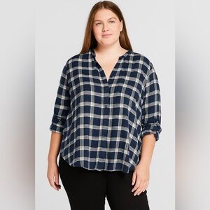 Lands End Women’s Plaid Flannel Tunic Top